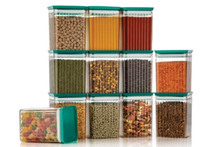 Air Tight Container 1000ml Round Transparent - PET Plastic Leakproof Clip Lid Stackable, Fridge Freezer Safe for Grains Spices Snacks, BPA Free Kitchen Pantry Storage Jar UAE B2B Wholesale 